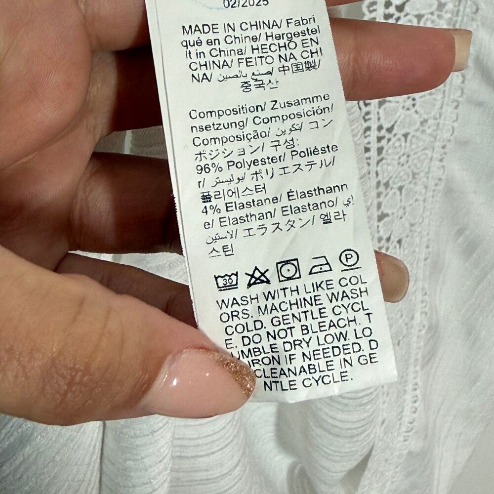 SHEIN Duster Maxi Dress Womens Size XXL White Floral Embroidered Boho Cover Up - Picture 11 of 12